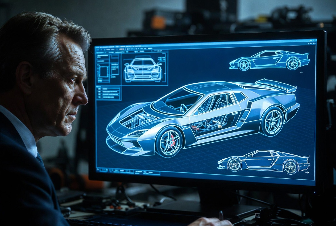 AI-generated supercar blueprint — produced by MODALEN AI overnight